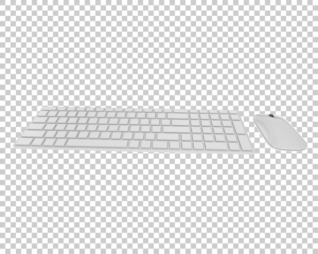 Keyboard and mouse isolated on transparent background 3d rendering illustration