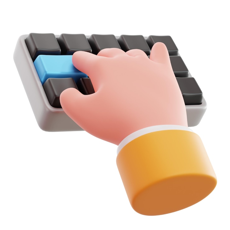 PSD keyboard typing 3d icon for hand gesture