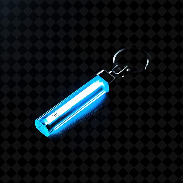 Keychain With Built in Flashlight Made With Polypropylene Ke Neon Object on Dark Background