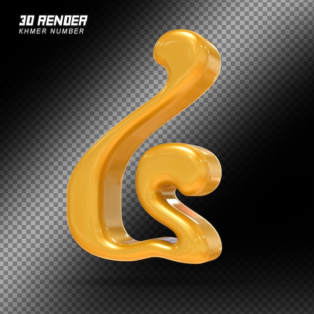 Khmer número 4 ouro de luxo 3d
