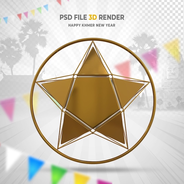 PSD khmerisches neujahr mit sternen 3d-rendering