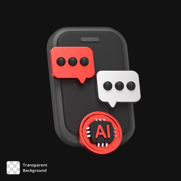 KI-Chatbot auf einem Smartphone 3D-Illustration