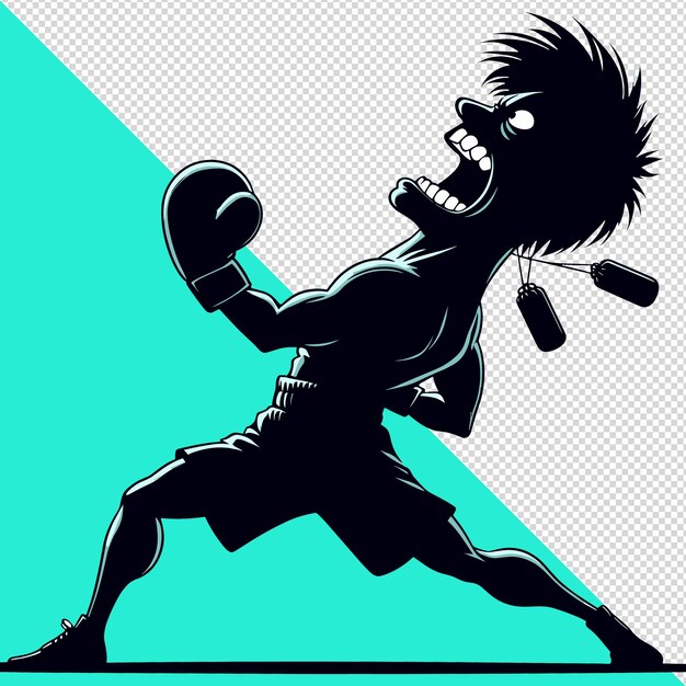 PSD kick boxer drôle en colère adapté au logo ou à la mascotte impressions pod t-shirt fichier psd transparent