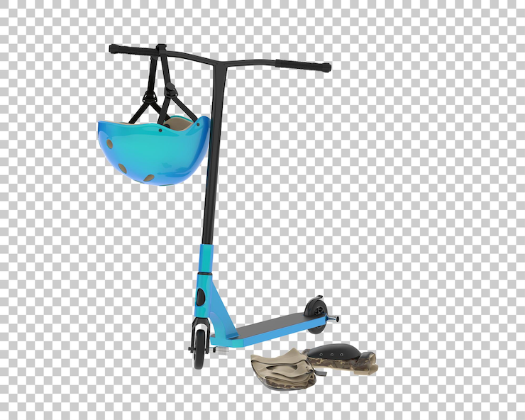 PSD kick scooter isolado em fundo transparente ilustração de renderização 3d