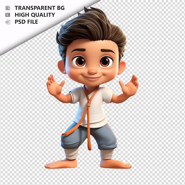 PSD kid latin yoga 3d estilo de dibujos animados fondo blanco aislado