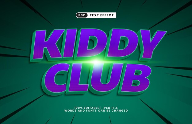 Kiddy Club efecto de texto editable con un efecto de texto para niños y juegos