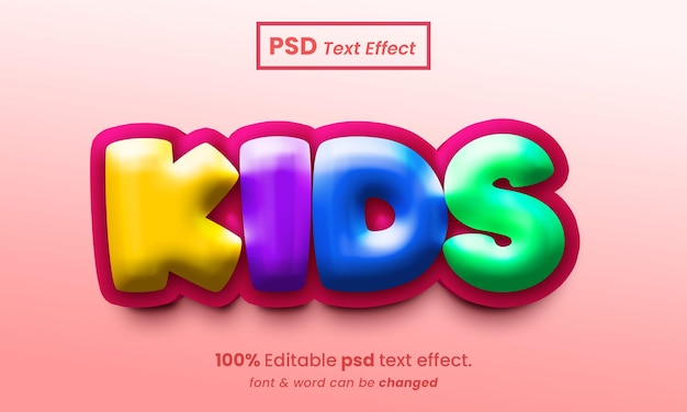 kids 3d text effect multiple color psd text effect