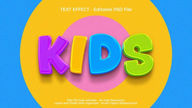 Kids design template with editable text effect