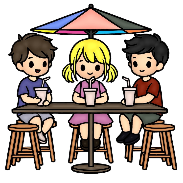 PSD kids enjoying drinks at a cafe