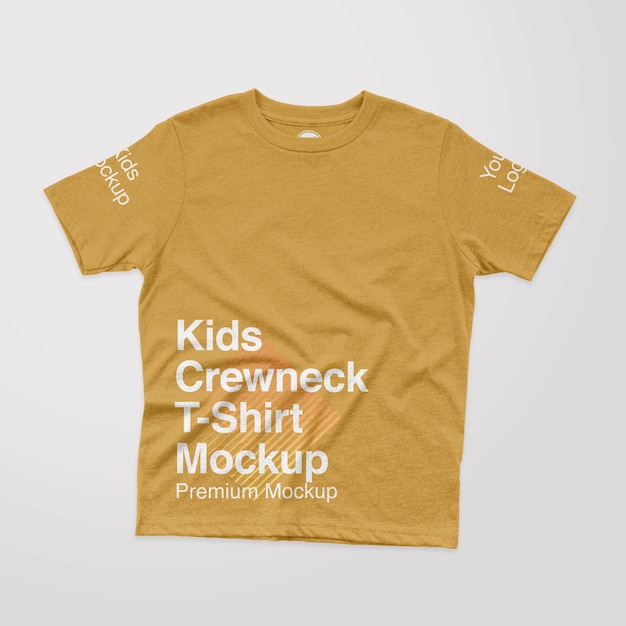 Kids heather texture crewneck t-shirt front mockup