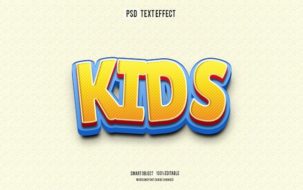 kids text effect font editable typography 3d text