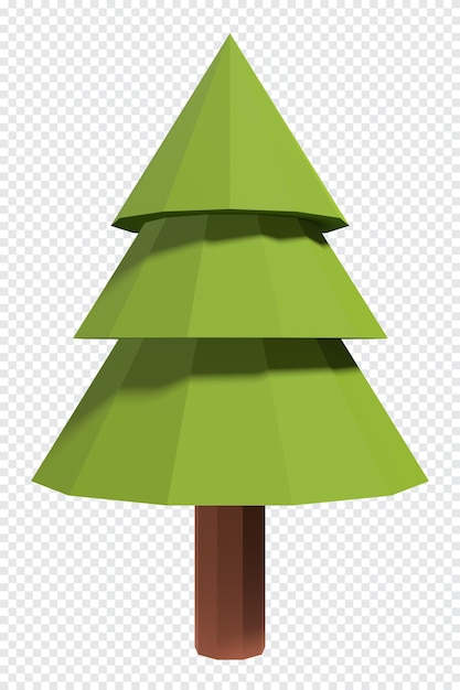 Kiefernbaum 3D-Rendering-Symbol Winterkiefernbaum in einem niedrigen Poly-Stil Cartoon-Waldpflanze 3D-Rendering