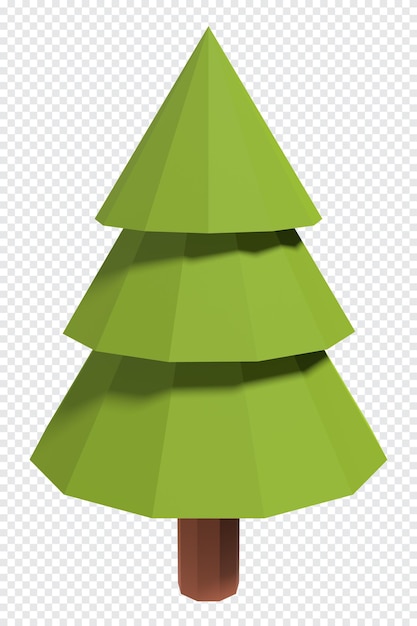 Kiefernbaum 3D-Rendering-Symbol Winterkiefernbaum in einem niedrigen Poly-Stil Cartoon-Waldpflanze 3D-Rendering