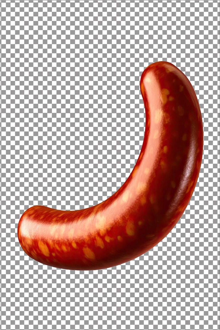 PSD kielbasa polnische wurst perfekt zum grillen hyperrealistisch isolierte weiße ebene transparente backg