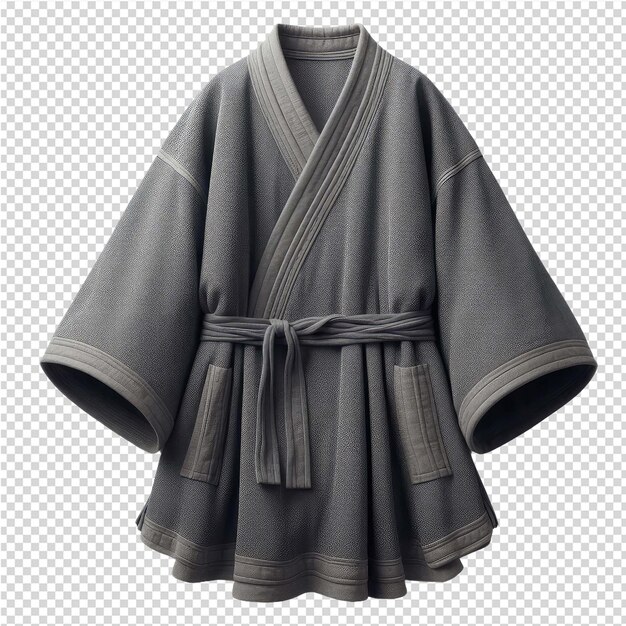 PSD un kimono gris con un cinturón negro en él