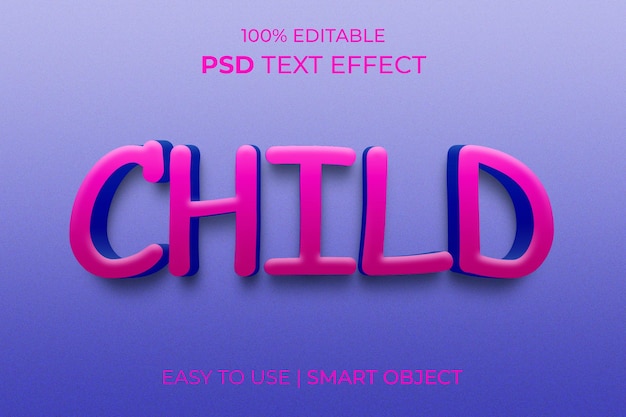 Kind 3d-text-effekt-design