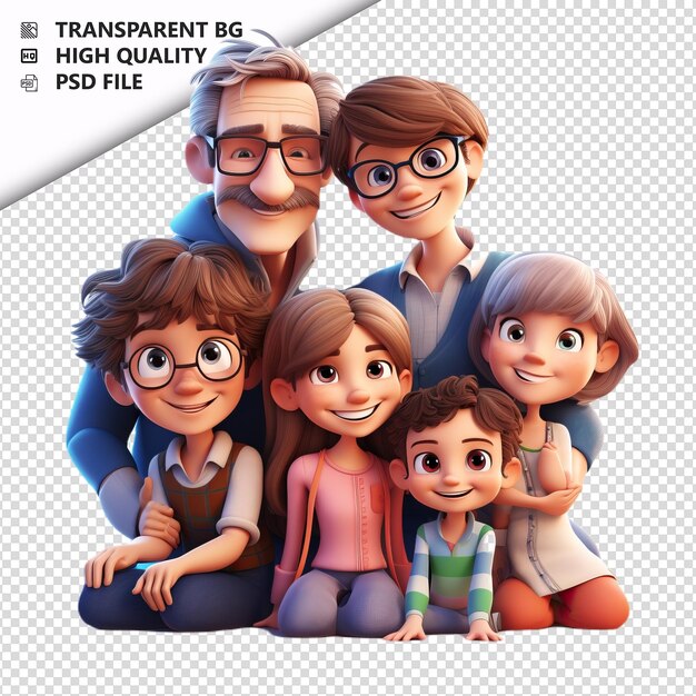 PSD kind european family 3d cartoon style weißer hintergrund ist