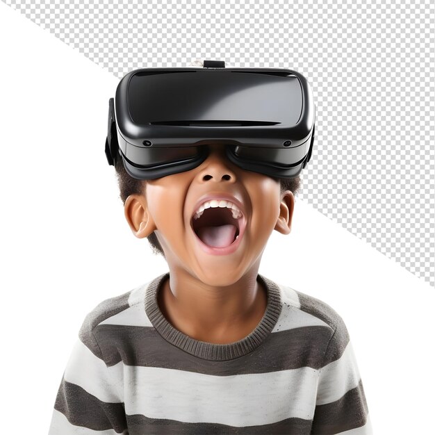 Kind mit virtual-reality-headset überrascht kind