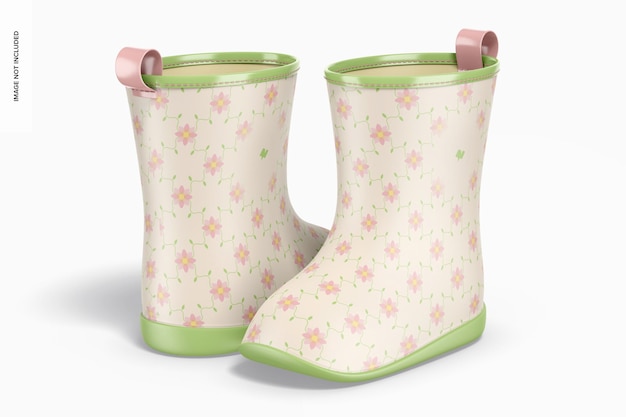 Kinder regenstiefel mockup, rückansicht