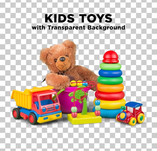 Kinder-Spielzeug Baby-Teddy-LKW Foto-PSD mit durchsichtigem Hintergrund
