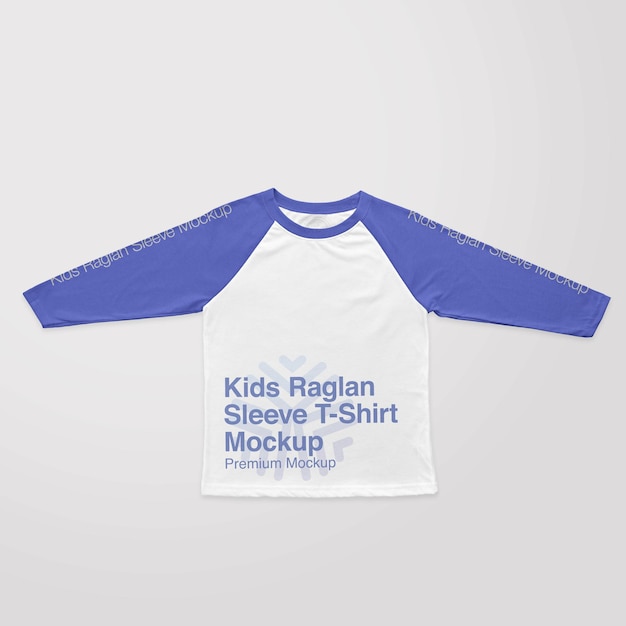 Kinder T-Shirt mit Raglanärmeln vorne Mockup