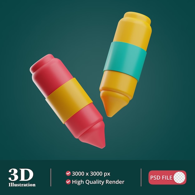 PSD kindergarten-buntstiftillustration 3d