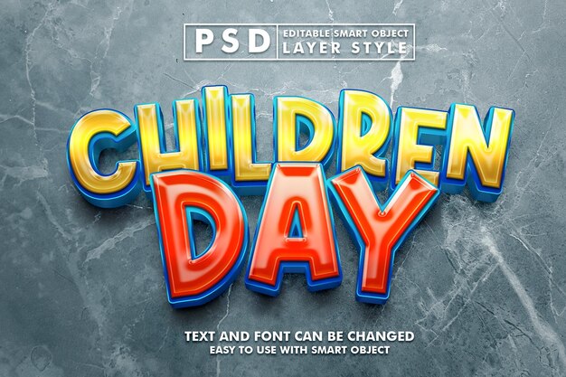 PSD kindertag 3d-texteffekt premium psd