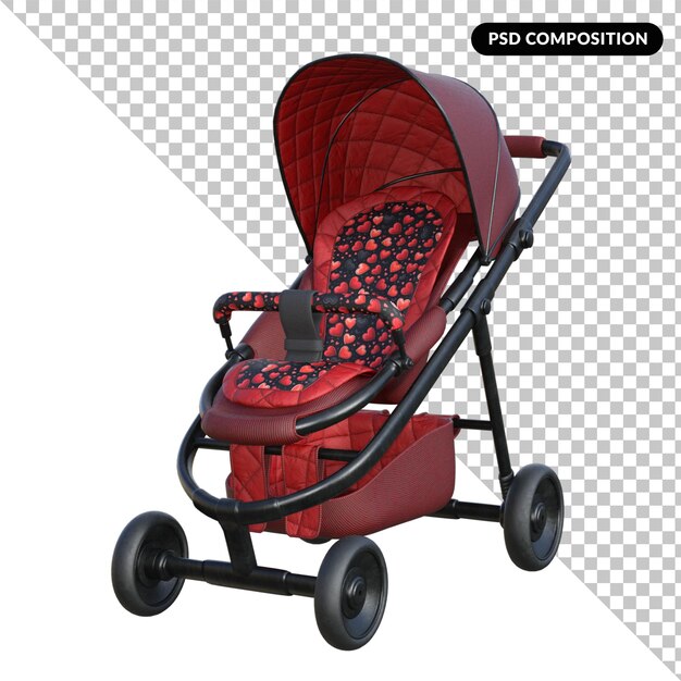 PSD kinderwagen isoliert 3d