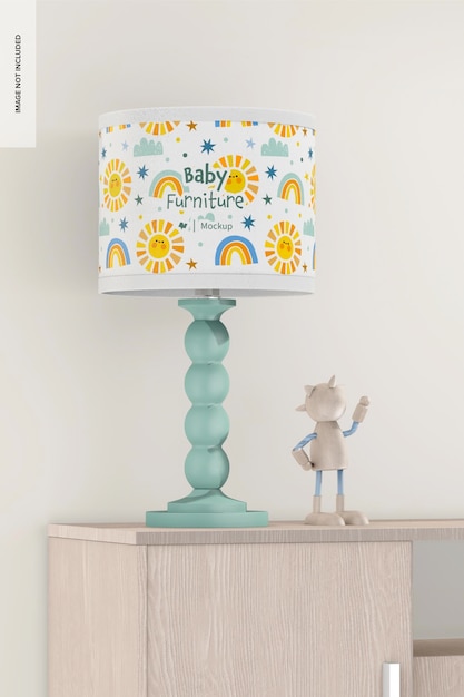 Kinderzimmerlampe mockup auf schublade