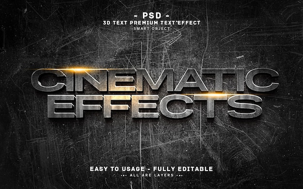 Kinematografische Effekte 3D-Text-PSD