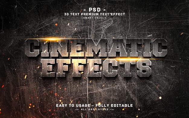 Kinematografische Effekte 3D-Text-PSD