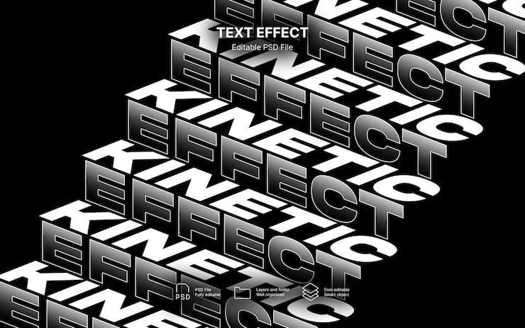 PSD kinetischer text-effekt