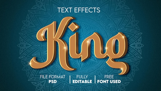 King Golden Text Effect PSD Risorse grafiche di testo modificabili