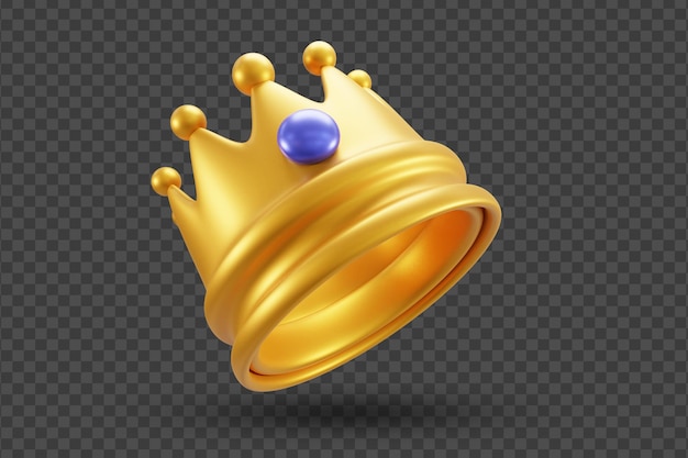 King or queen golden crowns 3d rendering icon with gems
