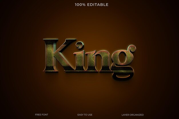 king text effect font editable typography 3d text style