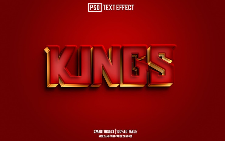 PSD king-text-effekt schriftart bearbeitbare typografie 3d-text