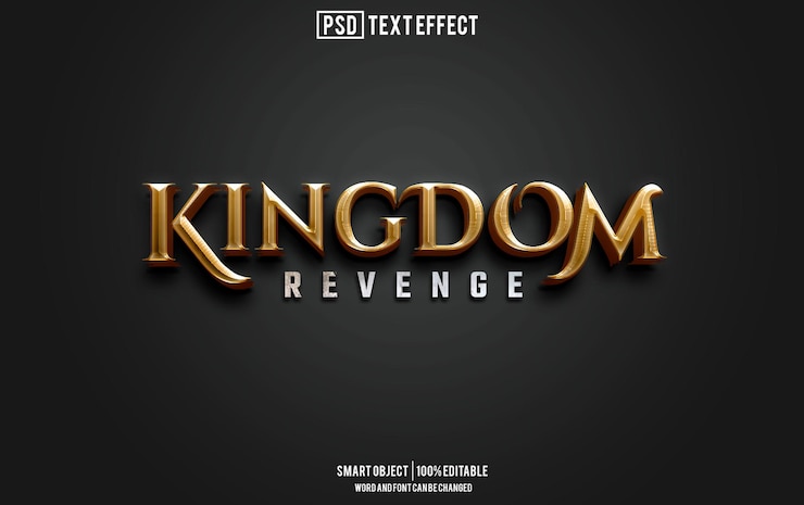 PSD kingdom text-effekt schriftart bearbeitbare typografie 3d-text