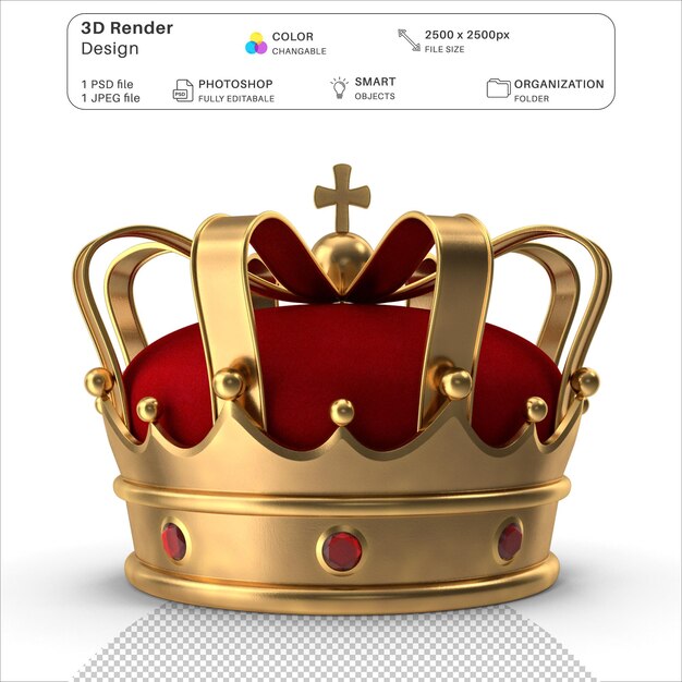 PSD kings gold crown 3d-modellierung psd-datei realistische goldkrone