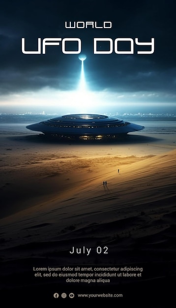 PSD kinofilm-aufnahme vorlage für plakate zum welt-ufo-tag