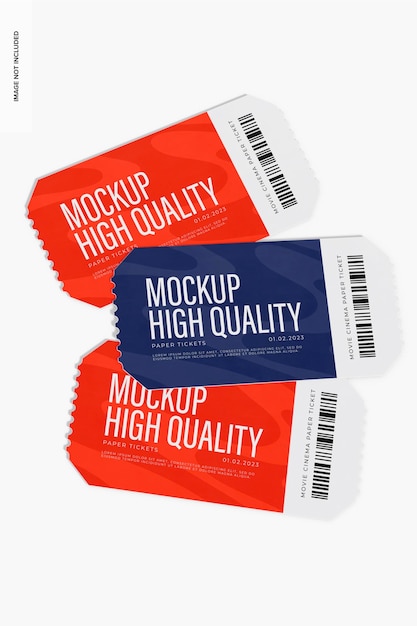 Kinokarten Mockup, Ansicht von oben