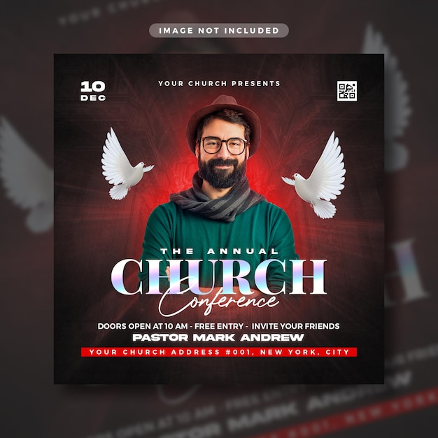 PSD kirche konferenz flyer social media post banner vorlage