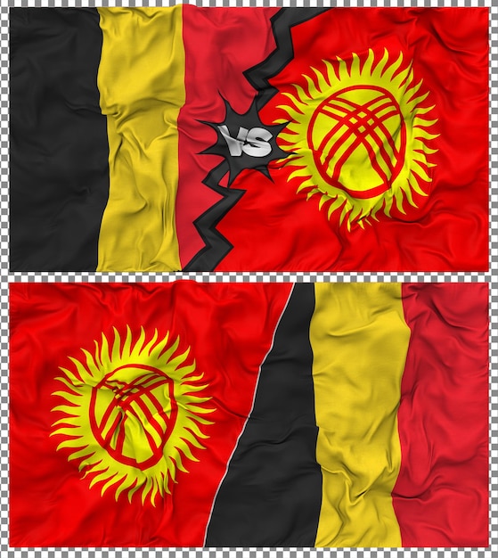 Kirguistán contra Bélgica Media bandera combinada con textura en 3D