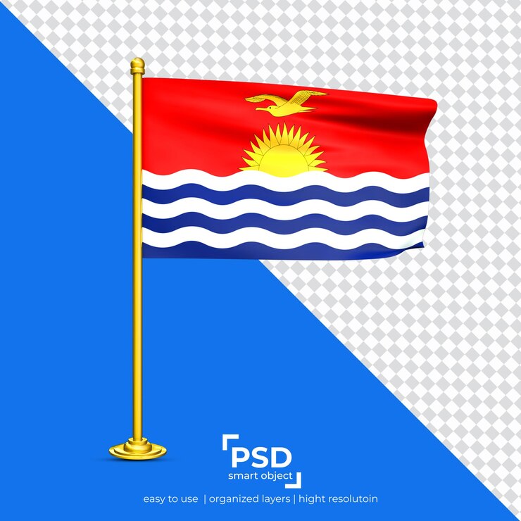 PSD kiribati waving flag set isolated on transparent background