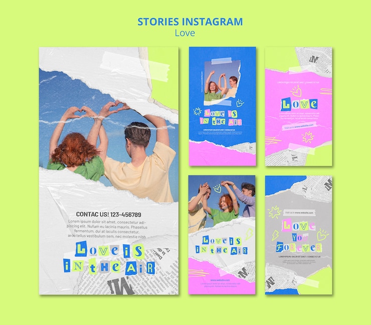PSD kisah instagram cinta bertekstur
