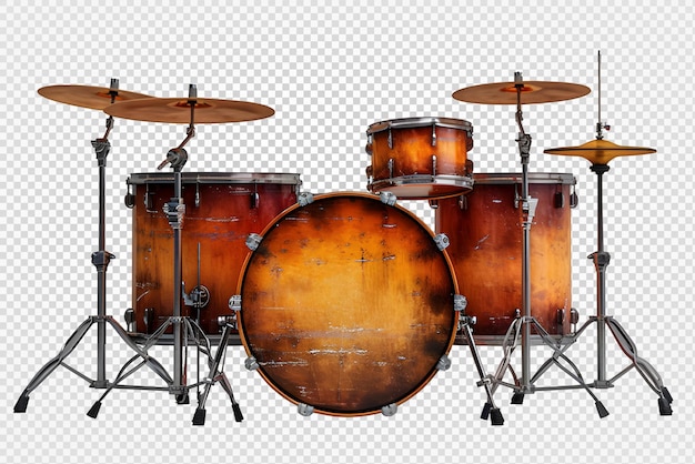 PSD kit de bateria isolado em fundo transparente conjunto de bateria png generative ai.