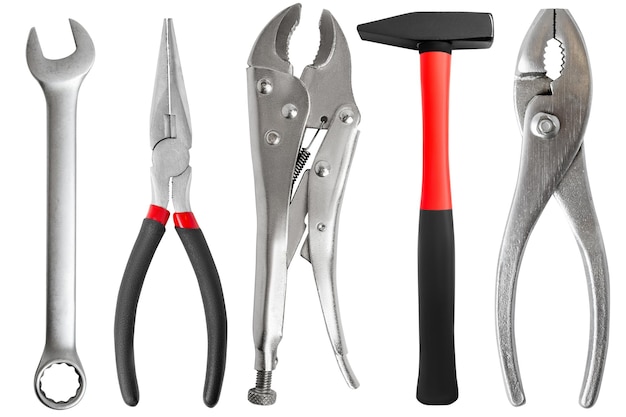 Kit de ferramentas para fechador homem remount martelo chave inglesa pinças pinças cortado em fundo em branco