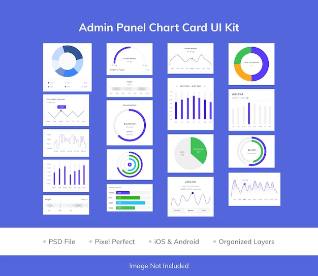 PSD kit de interface do usuário do cartão gráfico do painel de administração