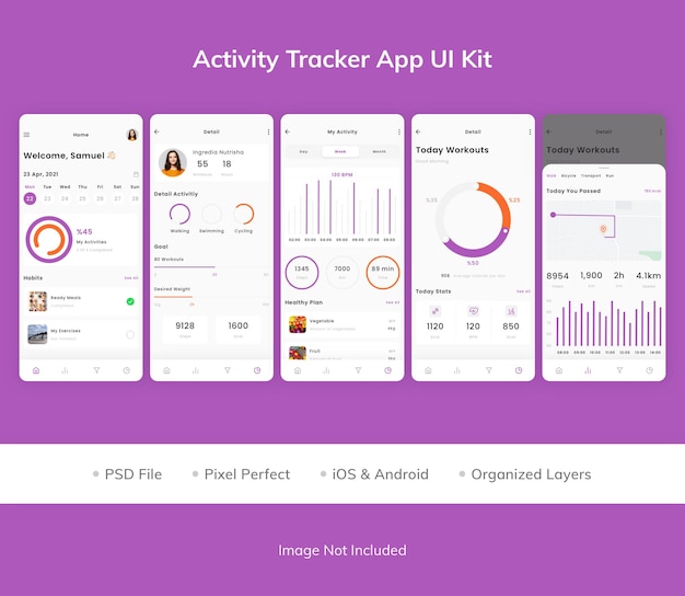 Kit de iu do aplicativo activity tracker