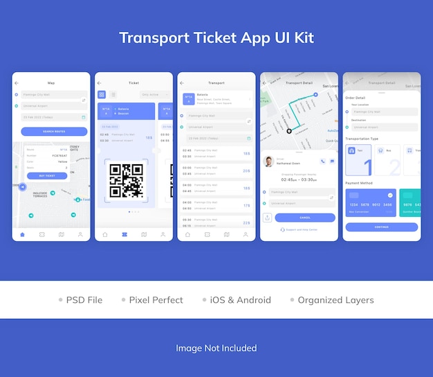 Kit de iu do aplicativo de bilhete de transporte