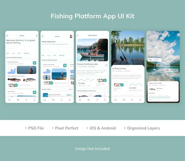 Kit de IU do aplicativo de plataforma de pesca